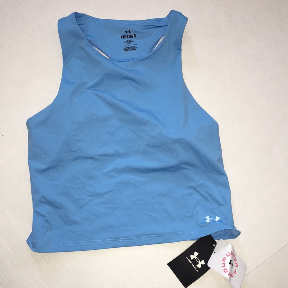 NWT Under Armour Fitted Girls Motion Crop Tank | Size YLG